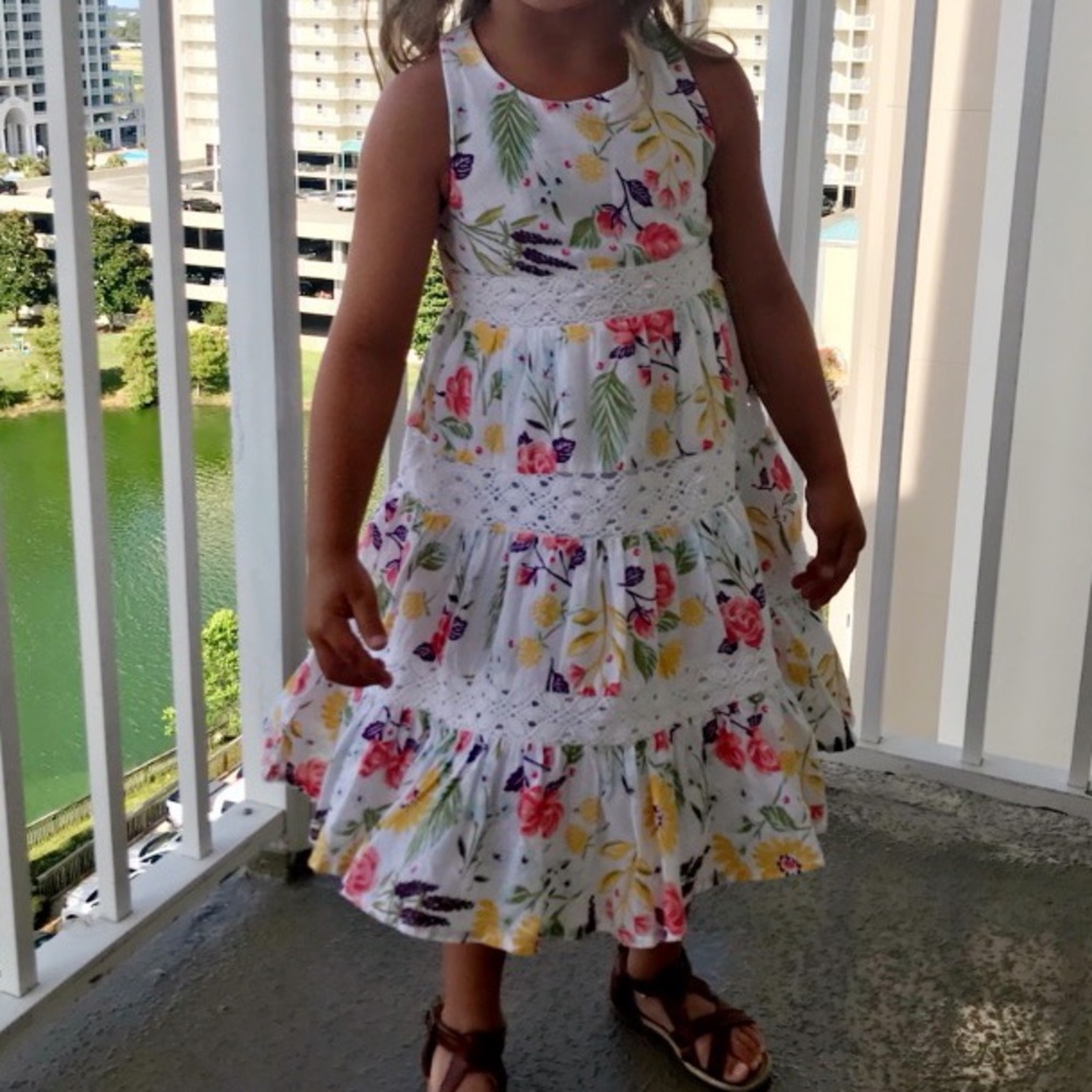 Floral Dress with Lace Detail